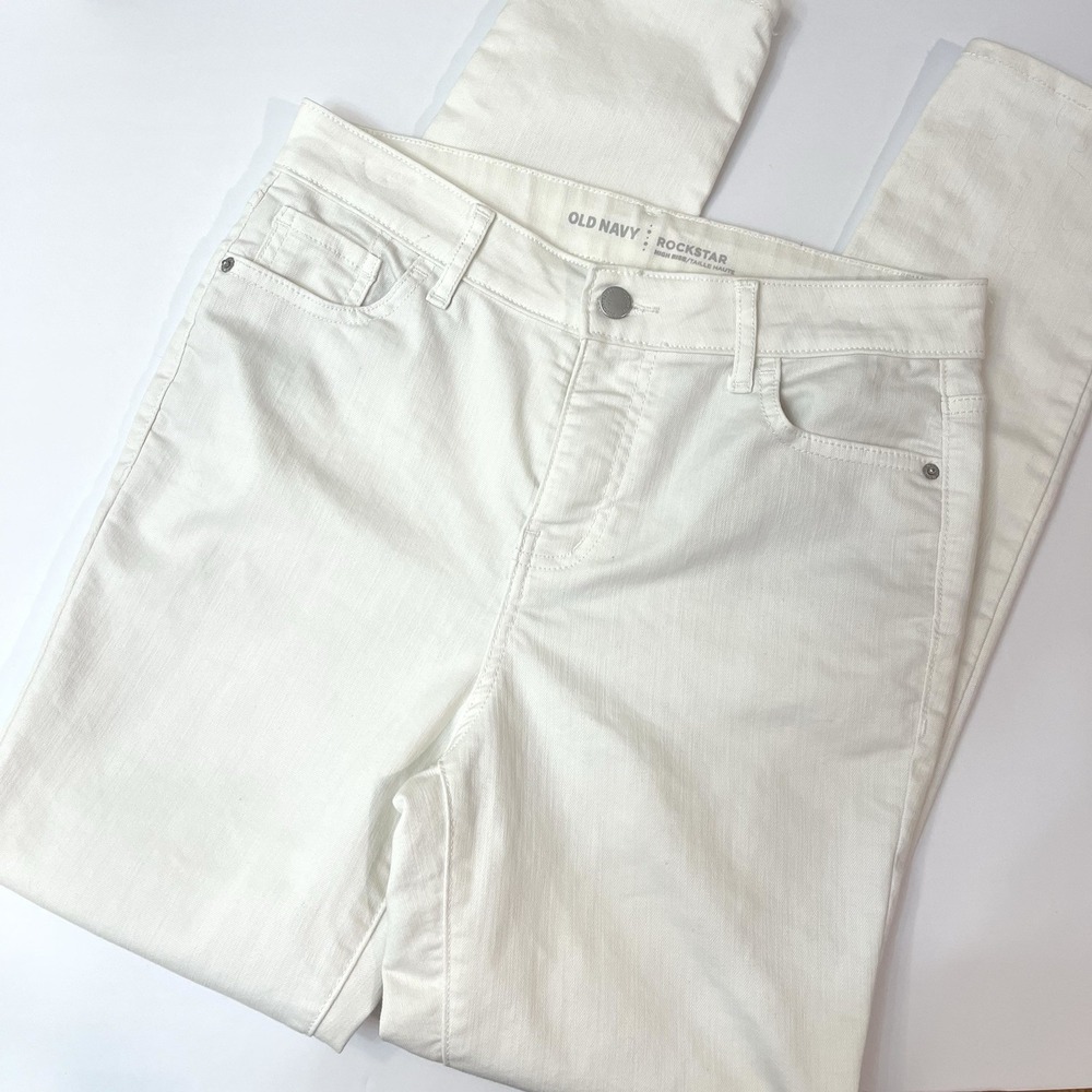 Old Navy Women's Rockstar Jeans High Rise White Size 8 Tall
